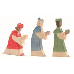 Houten set van 3 koningen (rood, groen en blauw), Ostheimer 4180