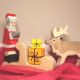 Holztiger kerst set - Kerstman, Rendier, Slee en 2 kadootjes
