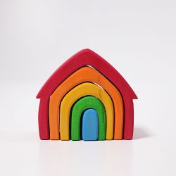 Gekleurd houten regenboog huisje, Grimms 10860