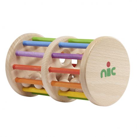 Rolwiel regenboog met houten ballen, NIC toys 1560