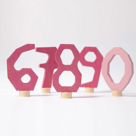 Houten cijfers 6-0 (roze), Grimms 04402