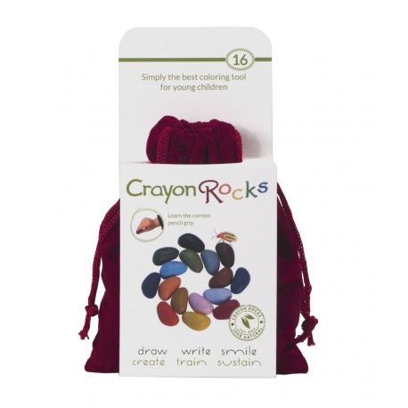 Set van 16 sojawas krijtjes in een rood katoenen zakje, Crayon Rocks