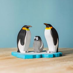 Houten pinguïn set (3 pinguïns) met ijsschots, Bumbu toys 2051