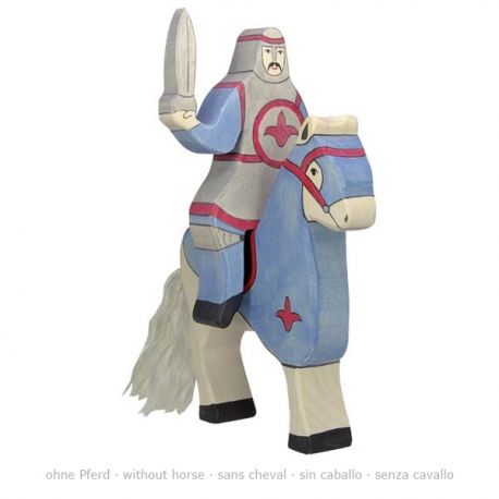 Houten blauwe ridder met zwaard (zonder paard), Holztiger 80255