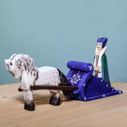 Houten sneeuwkoningin set met slee en paard, Bumbu toys 2030